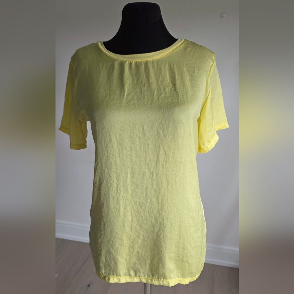 Zara Relaxed Fit Yellow Short Sleeve Plain T-Shirt S